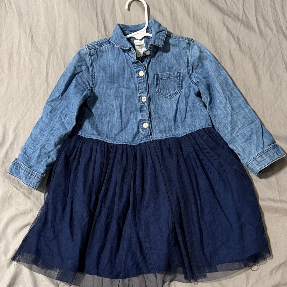 OshKosh B'gosh Denim Top Navy Tulle Skirt Girls Dress